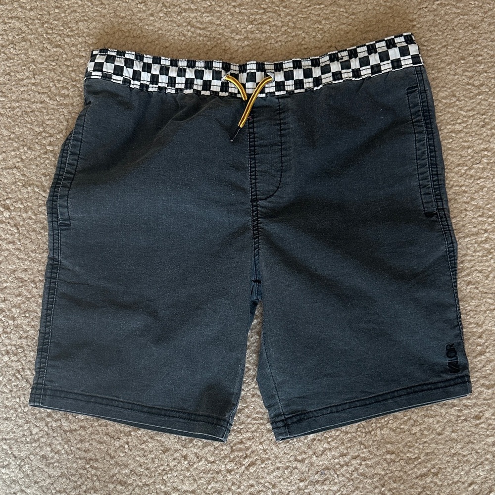 Kids Black Checkered Waist Swim Trunks